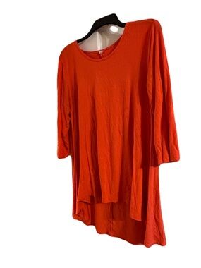 Women's Long Sleeve Relaxed Tunic Top - coral